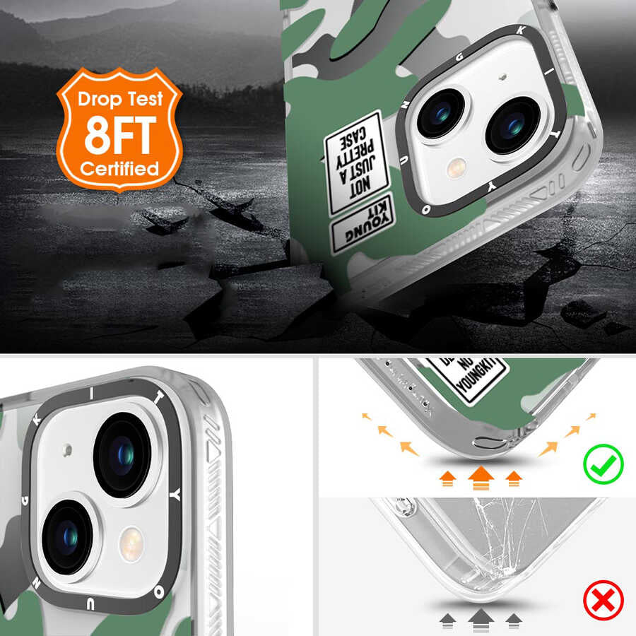 Apple iPhone 13 Case YoungKit Camouflage Series Cover Green