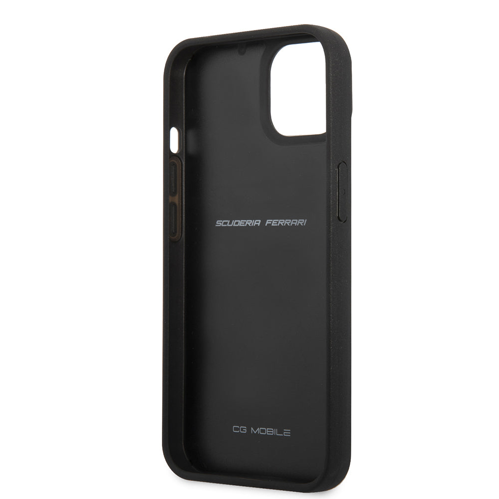 Apple iPhone 13 Mini Case Ferrari Original Licensed Classic Metal Logo Carbon Design Cover Black