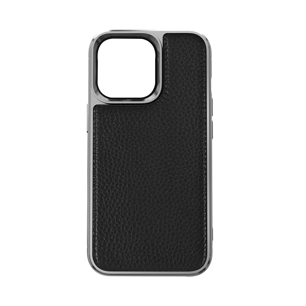 Apple iPhone 13 Mini Kılıf Wiwu Genuine Leather Silver Calfskin Orjinal Deri Kapak