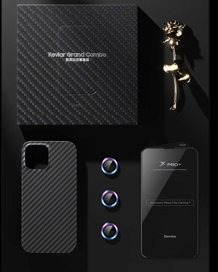 Apple iPhone 13 Pro Case Benks Aramid M-safe 3 in 1 Set Black