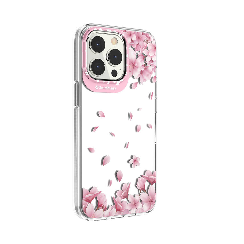 Apple iPhone 13 Pro Kılıf Çift IMD Baskılı Lisanslı Switcheasy Artist Sakura Kapak Pembe