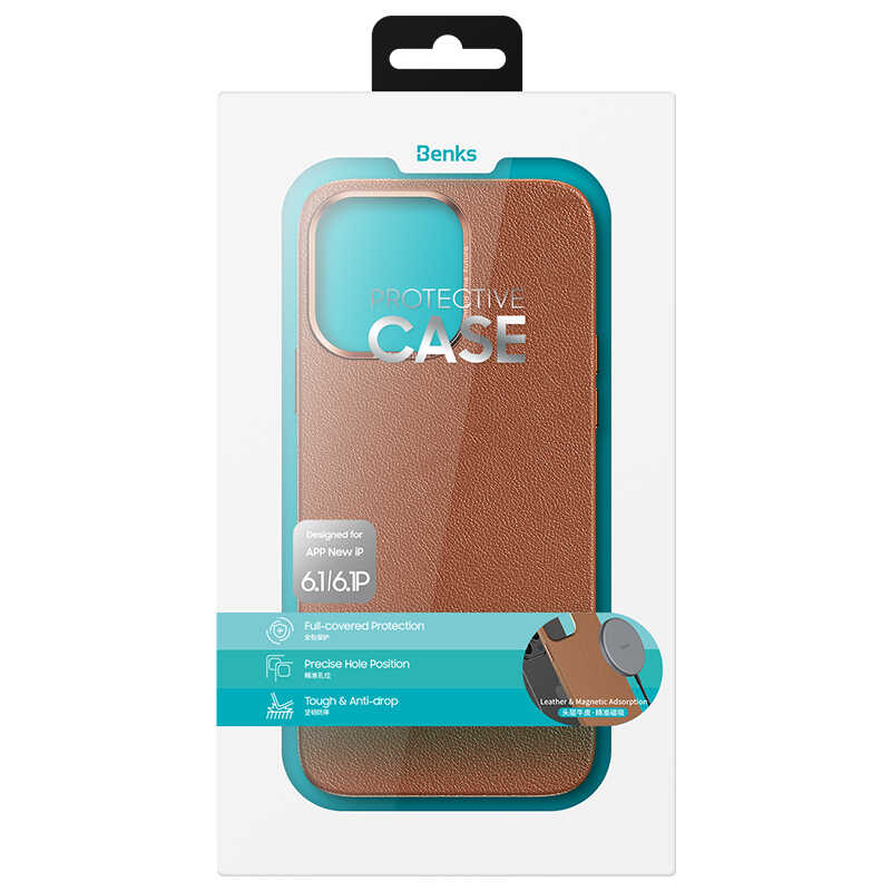 Apple iPhone 13 Pro Max Case Benks Magnetic Genuine Leather Case Brown