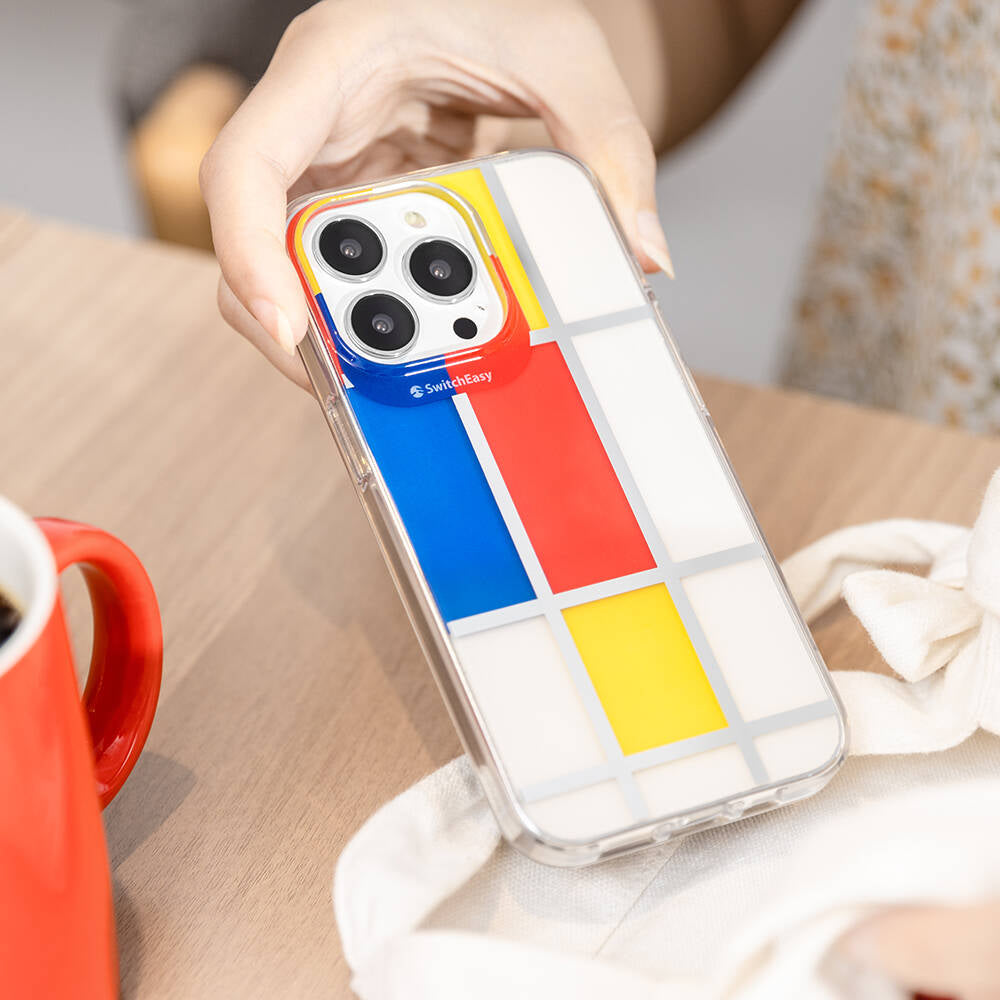 Apple iPhone 13 Pro Max Kılıf Çift IMD Baskılı Lisanslı Switcheasy Artist Mondrian Kapak Sarı