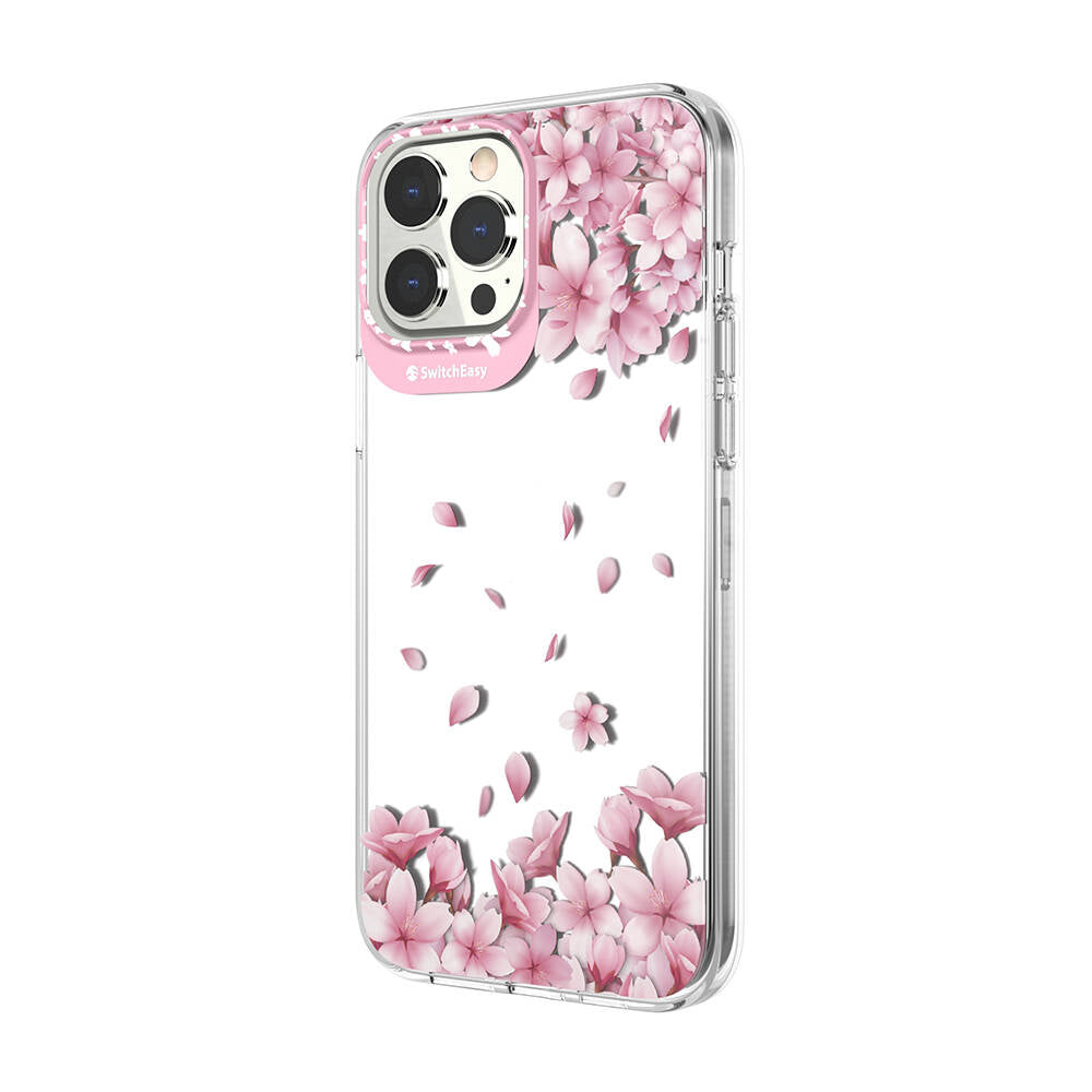 Apple iPhone 13 Pro Max Kılıf Çift IMD Baskılı Lisanslı Switcheasy Artist Sakura Kapak Pembe