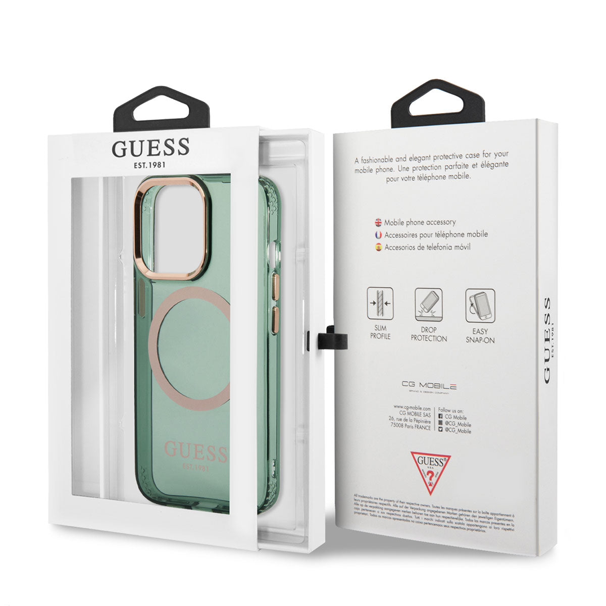Apple iPhone 13 Pro Max Case GUESS M-safe Charging Feature Airbag Design Cover Green