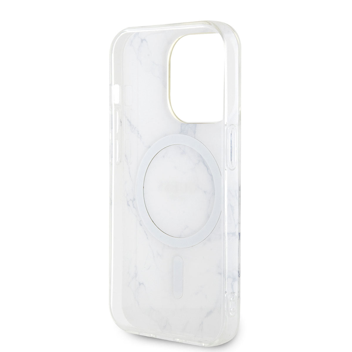 Apple iPhone 13 Pro Max Case GUESS M-safe Charging Feature Marble Pattern Cover White
