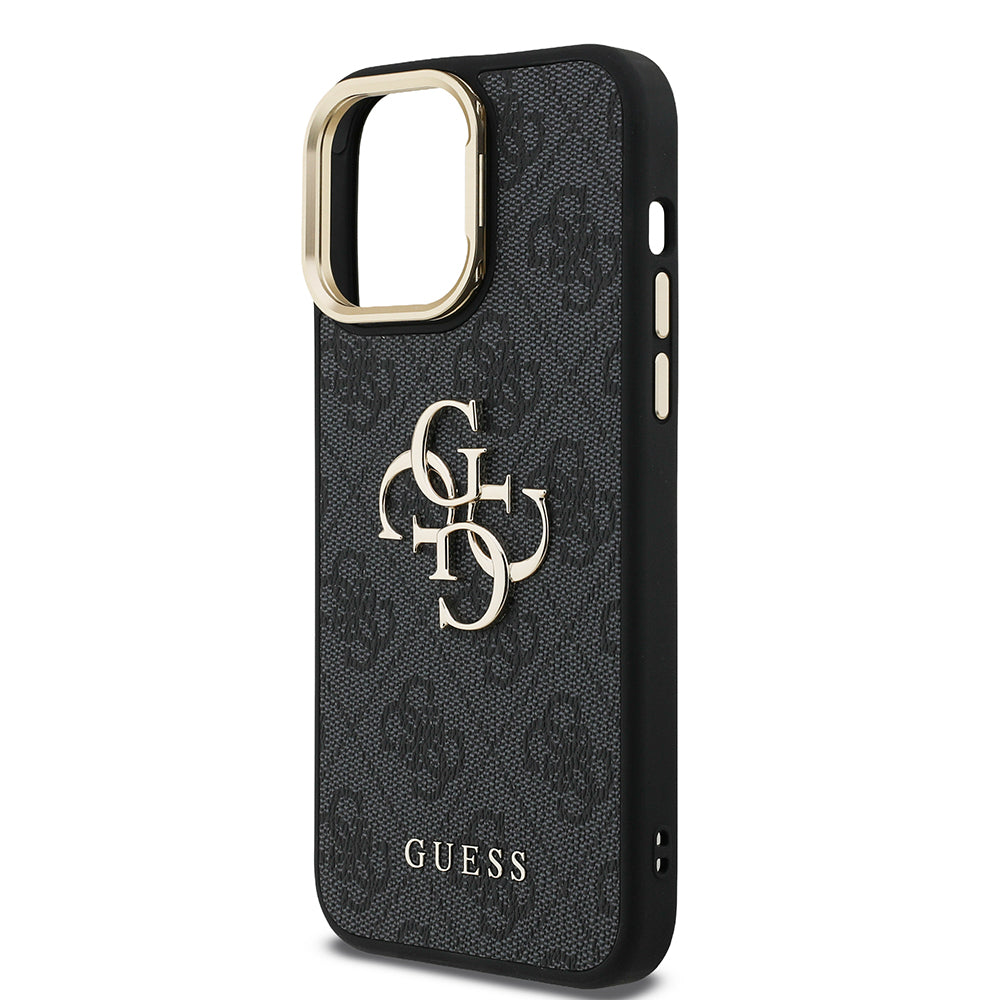 Apple iPhone 13 Pro Max Case Guess Original Licensed PU Leather 4G Patterned Metal Large 4G and Text Logo Camera Stand Cover Brown