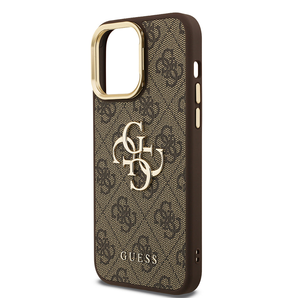 Apple iPhone 13 Pro Max Case Guess Original Licensed PU Leather 4G Patterned Metal Large 4G and Text Logo Camera Stand Cover Black