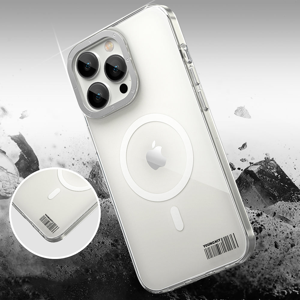 Apple iPhone 13 Pro Max Case M-safe Charging Feature Youngkit Colored Glaze Series Cover White