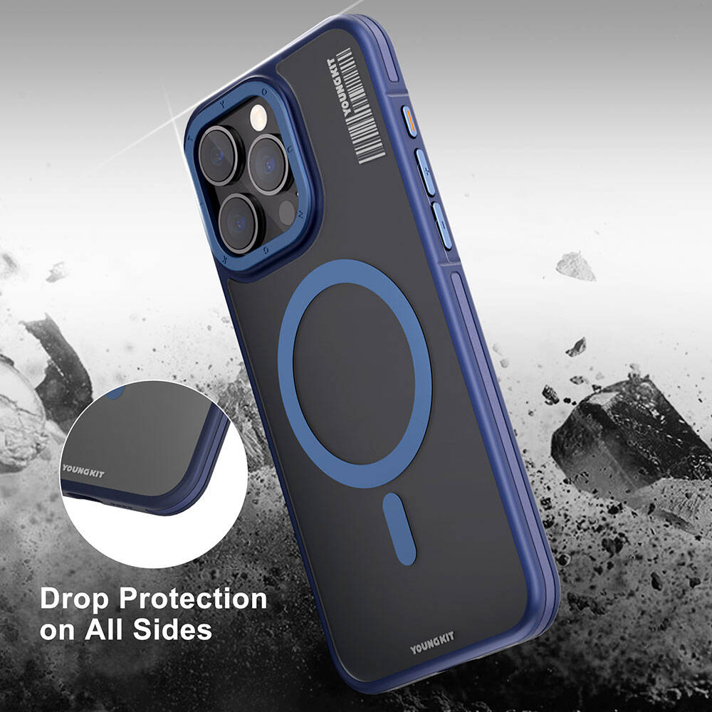 Apple iPhone 13 Pro Max Case M-safe Charging Feature Youngkit Rock Sand Series Cover Black