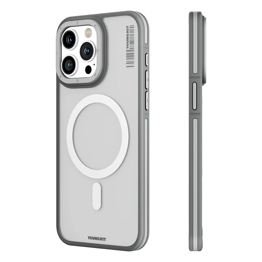 Apple iPhone 13 Pro Max Case M-safe Charging Feature Youngkit Rock Sand Series Cover Gray