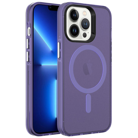 Apple iPhone 13 Pro Max Kılıf Zore M-safe Şarj Özellikli Buzlu Transparan C-Pro Sert Kapak