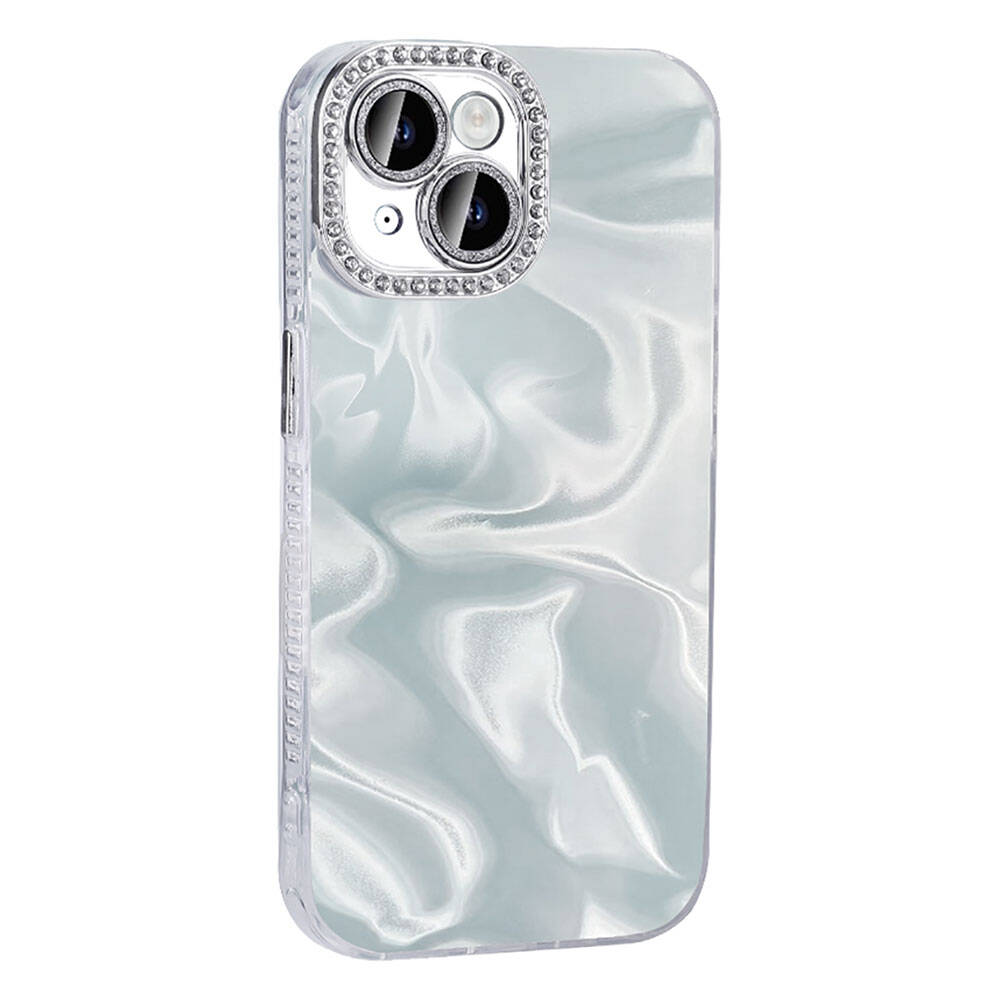 Apple iPhone 14 Airbag Case with Shiny Stone Detail Design Zore Esila Cover Pink