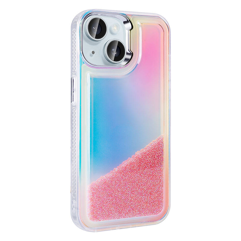 Apple iPhone 14 Airbag Colorful Back Surface Bead Design Zore Sand Cover Purple