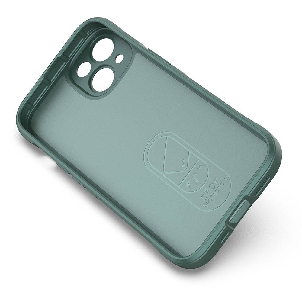 Apple iPhone 14 Case Flexible TPU Hollow Back Surface Design Zore Ethnic Silicone Cover Dark Green