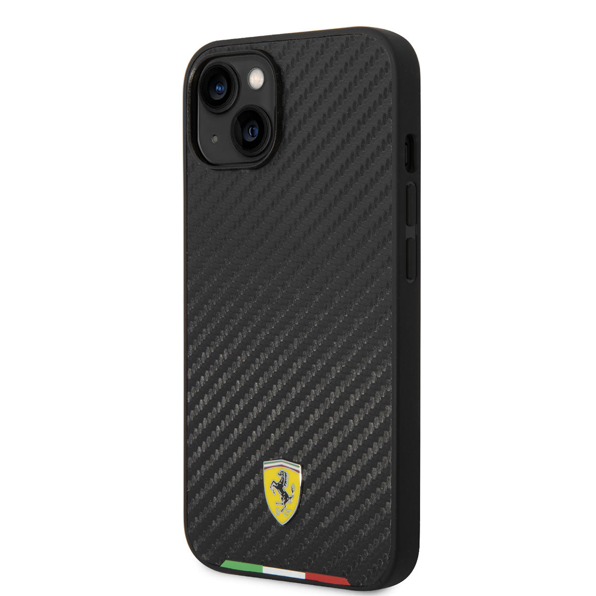 Apple iPhone 14 Case Ferrari M-safe Charging Feature Carbon Italian Flag Design Cover Black