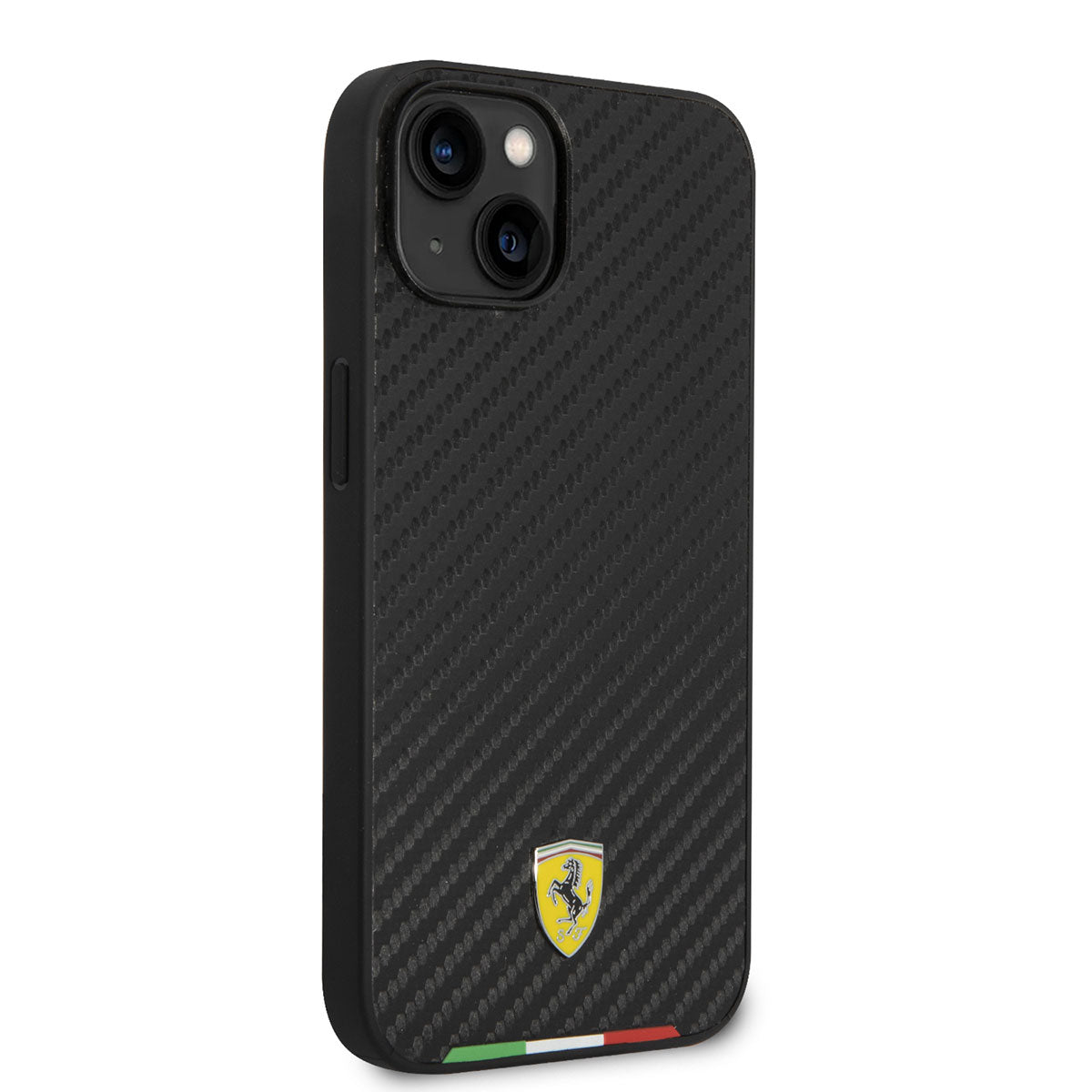 Apple iPhone 14 Case Ferrari M-safe Charging Feature Carbon Italian Flag Design Cover Black