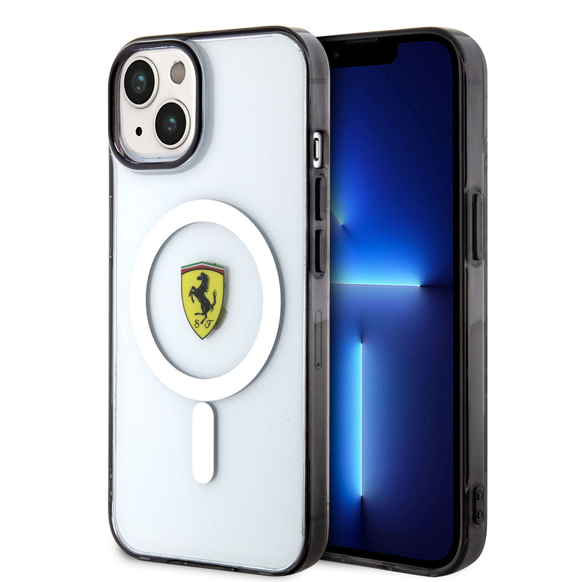 Apple iPhone 14 Case Ferrari M-safe Charging Feature Transparent Design Cover Colorless