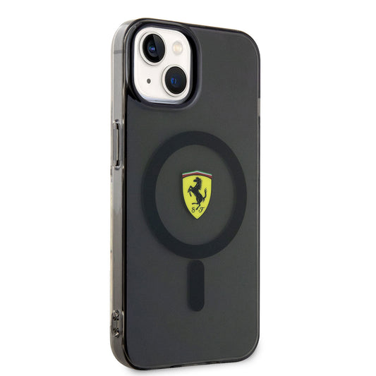 Apple iPhone 14 Kılıf Ferrari M-safe Şarj Özellikli Yarı Transparan Dizayn Kapak