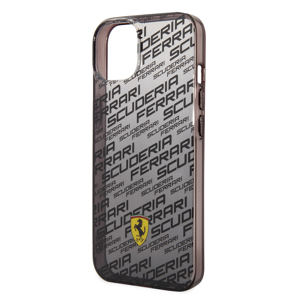 Apple iPhone 14 Case Ferrari Original Licensed Transparent SF Printed Design Cover Black