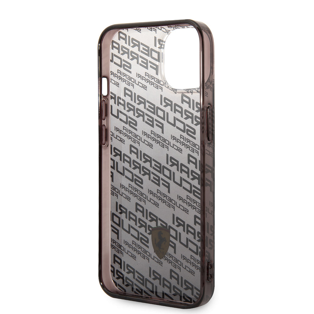 Apple iPhone 14 Case Ferrari Original Licensed Transparent SF Printed Design Cover Black