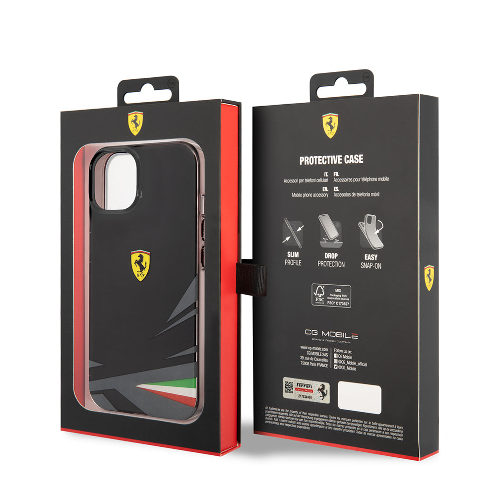 Apple iPhone 14 Kılıf Ferrari Orjinal Lisanslı Baskı Logolu İtalyan Bayrak Baskılı Dizayn Kapak Sarı
