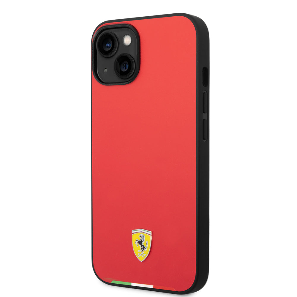 Apple iPhone 14 Case Ferrari Original Licensed PU Leather Italian Flag Design Cover Red