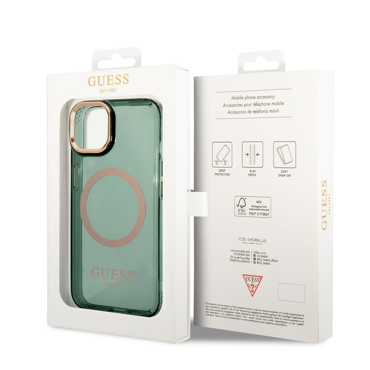 Apple iPhone 14 Case GUESS M-safe Charging Airbag Design Cover Pink