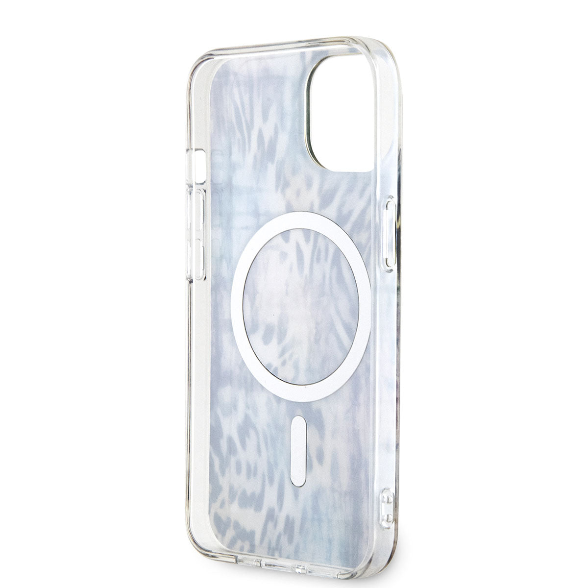 Apple iPhone 14 Case GUESS M-safe Charging Feature Leopard Pattern Cover Blue