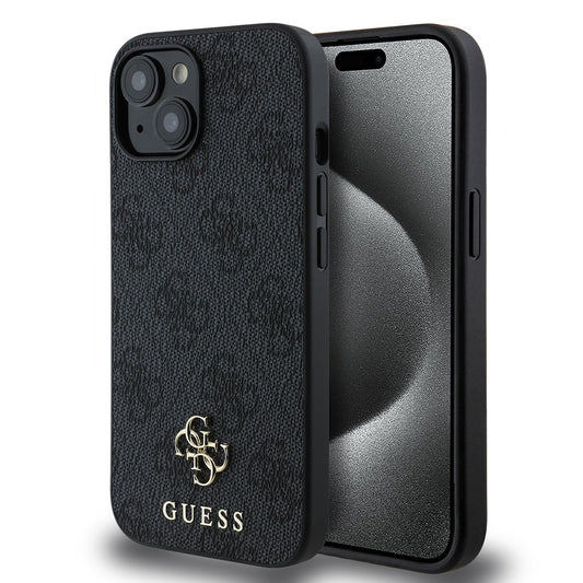 Apple iPhone 14 Kılıf Guess Orjinal Lisanslı M-safe Şarj Özellikli Small 4G Classic Kapak Siyah
