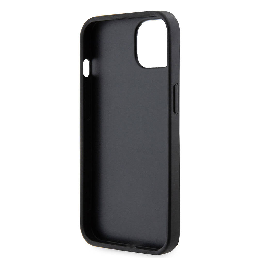 Apple iPhone 14 Case Guess Original Licensed PU Leather Stone Triangle Logo 4G Patterned Cover Black