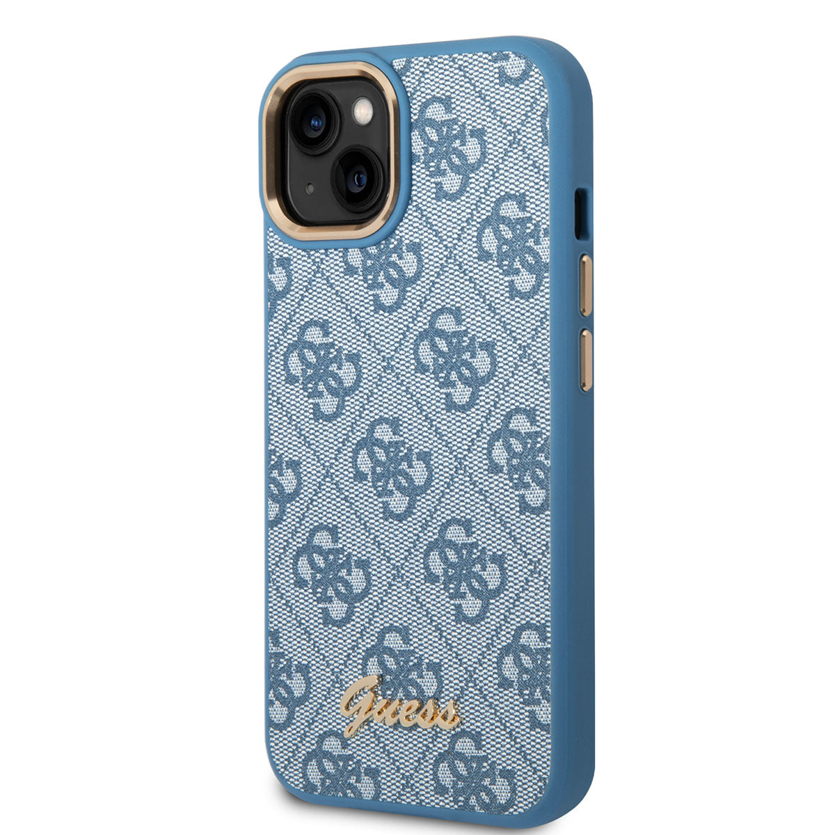 Apple iPhone 14 Case GUESS PU Leather Metal Logo Design Cover Blue
