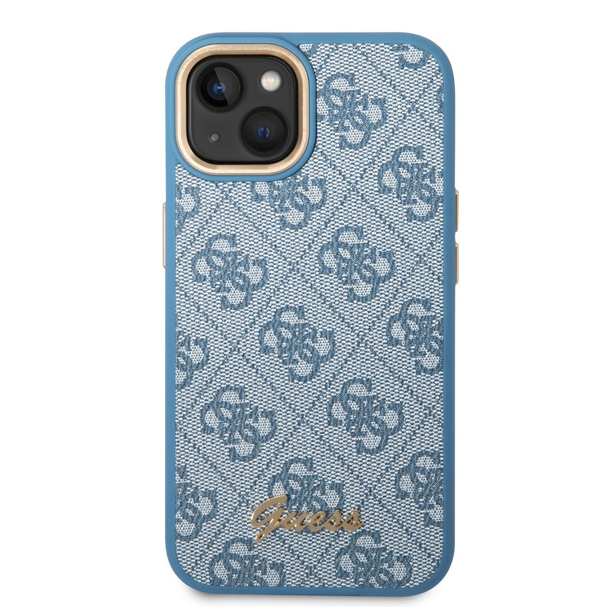 Apple iPhone 14 Case GUESS PU Leather Metal Logo Design Cover Blue