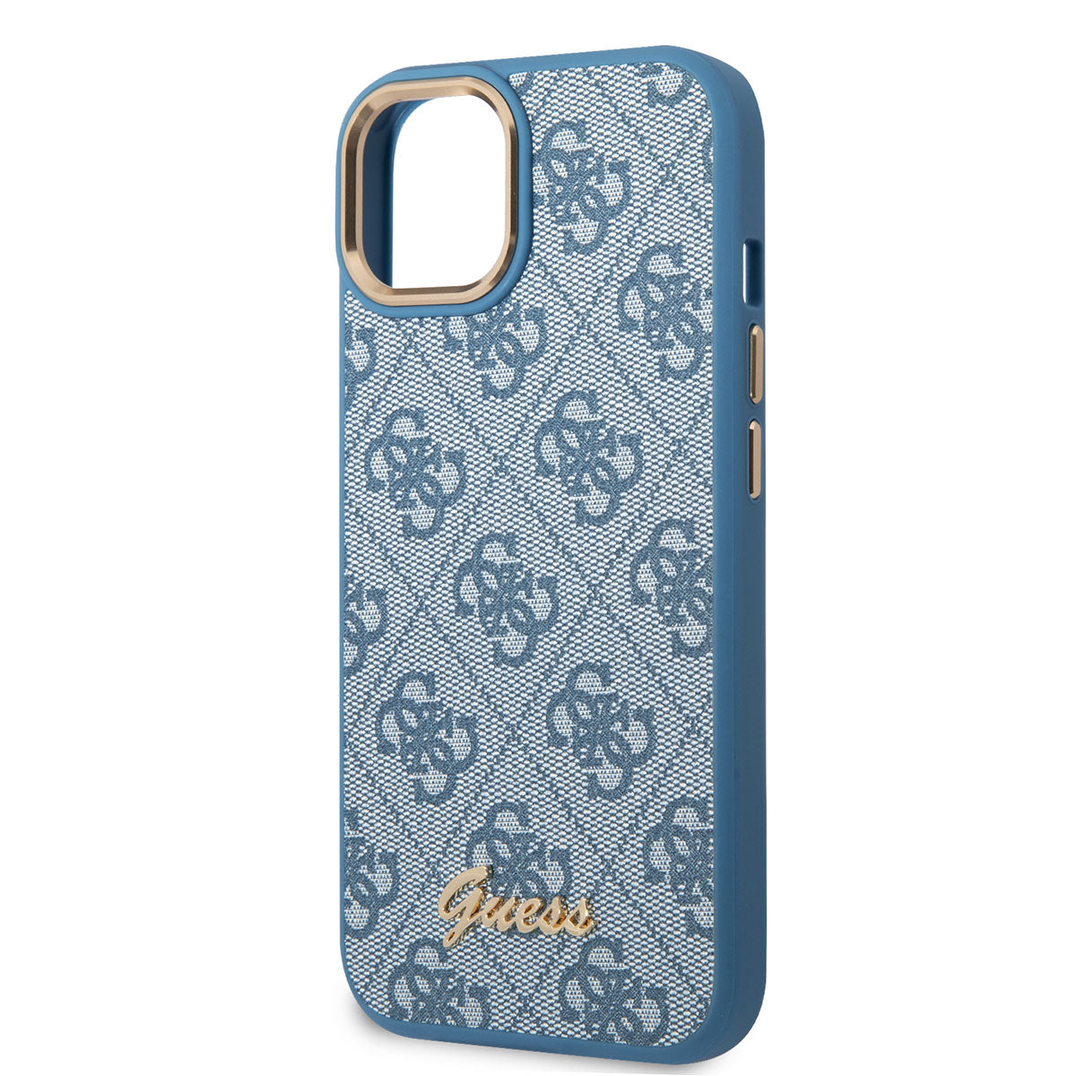 Apple iPhone 14 Case GUESS PU Leather Metal Logo Design Cover Blue