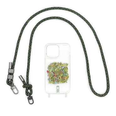 Apple iPhone 14 Kılıf Kajsa Missy And Match Şeffaf Desenli İp Askılı Kapak Sarı