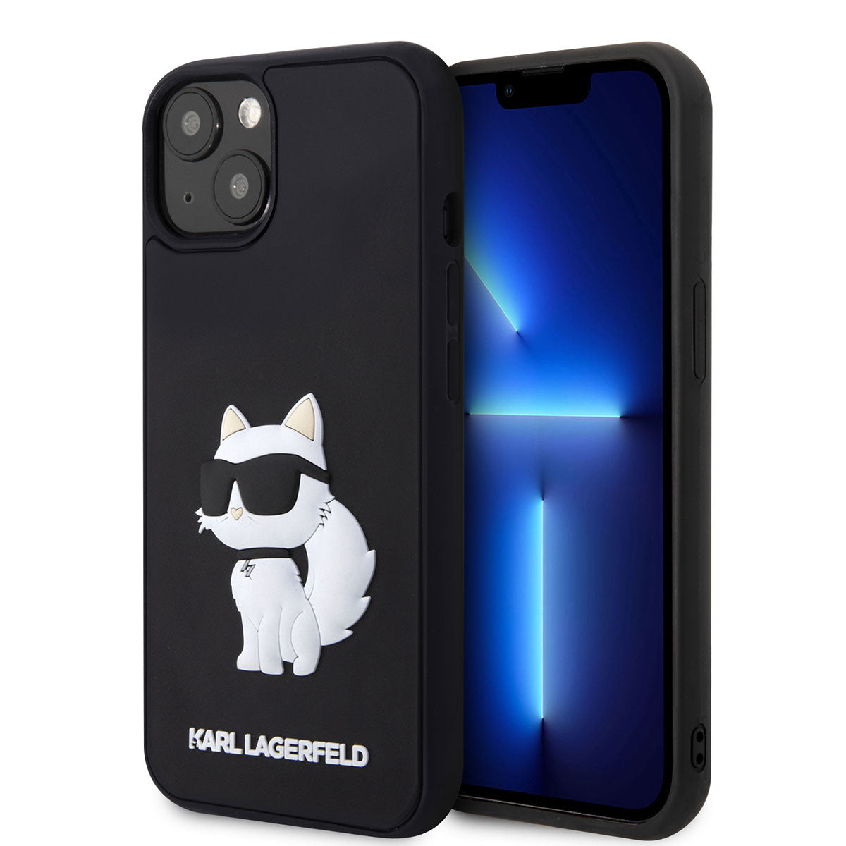 Apple iPhone 14 Case Karl Lagerfeld 3D Rubber Choupette Design Cover Black