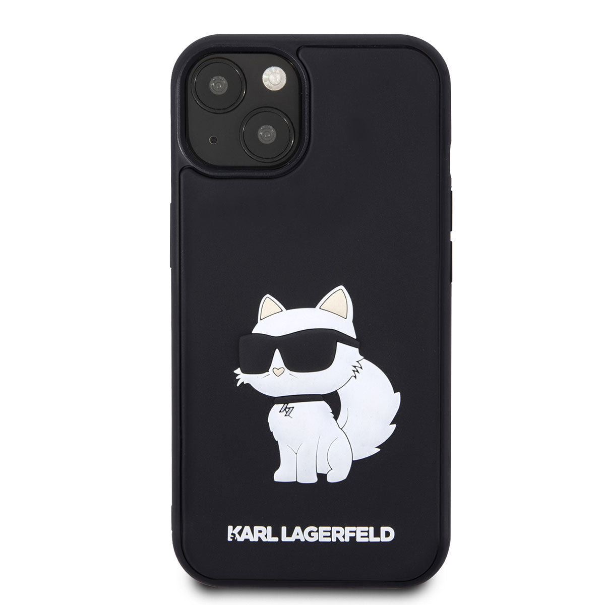 Apple iPhone 14 Case Karl Lagerfeld 3D Rubber Choupette Design Cover Black