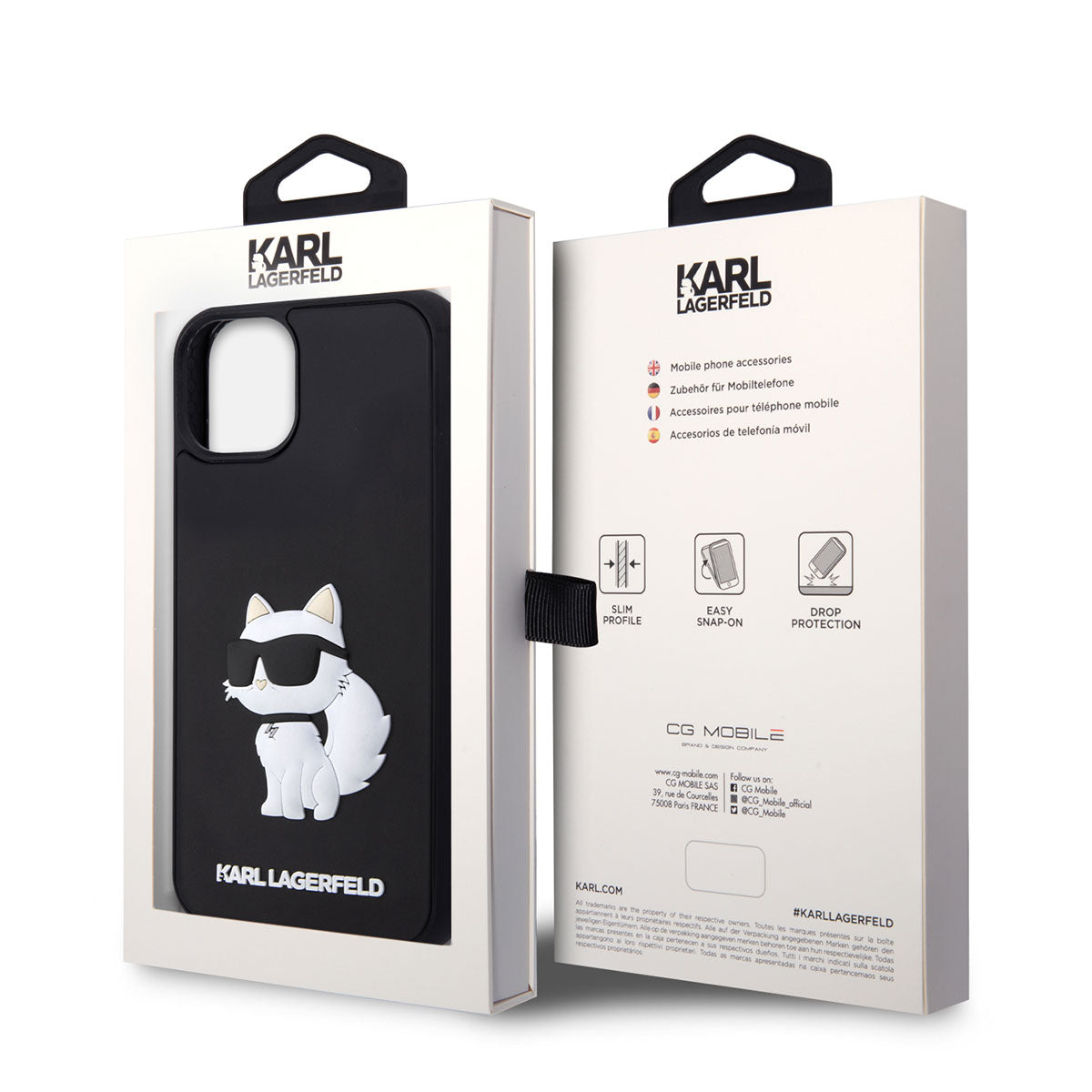 Apple iPhone 14 Case Karl Lagerfeld 3D Rubber Choupette Design Cover Black