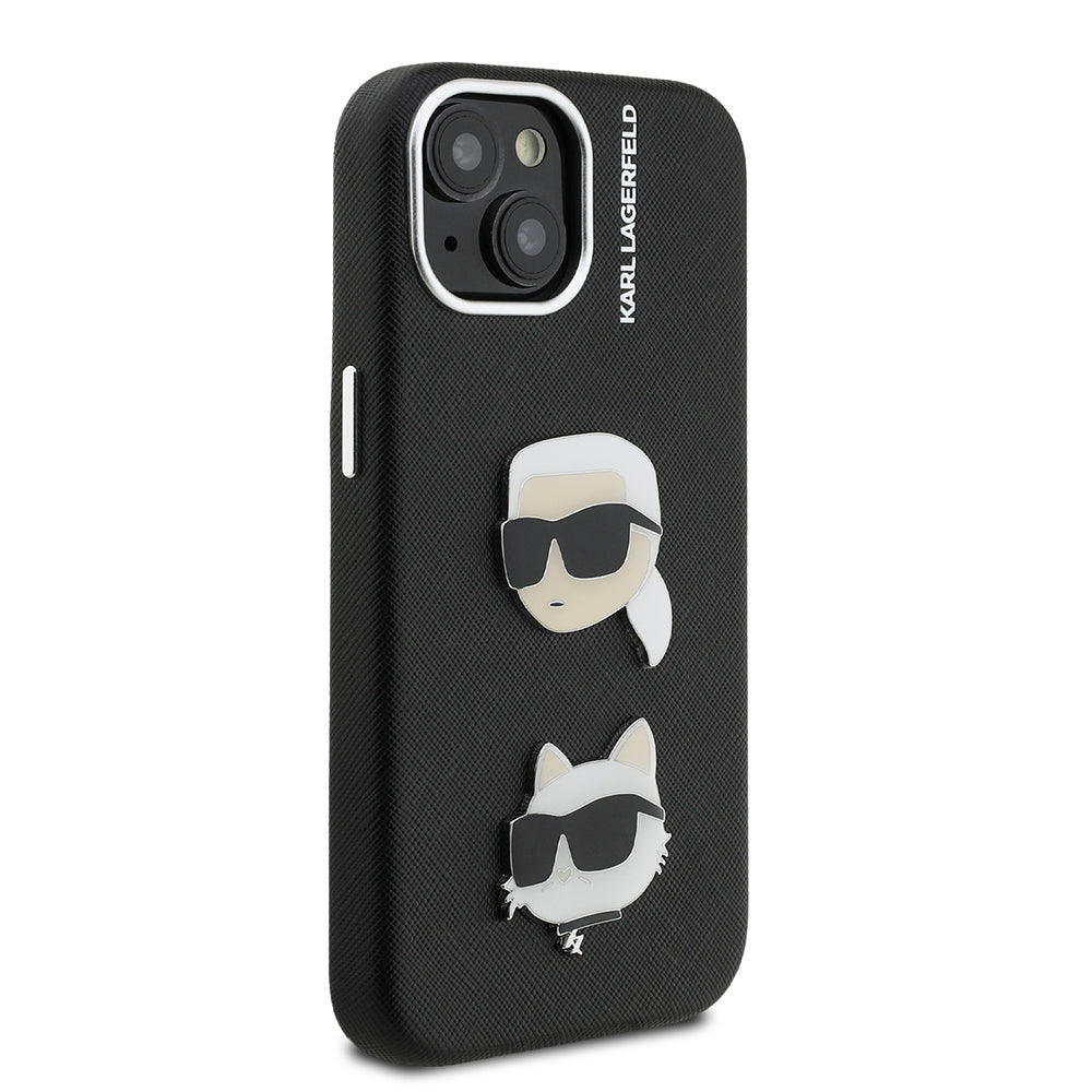 Apple iPhone 14 Case Karl Lagerfeld Original Licensed K&C Heads Pin Cover Black