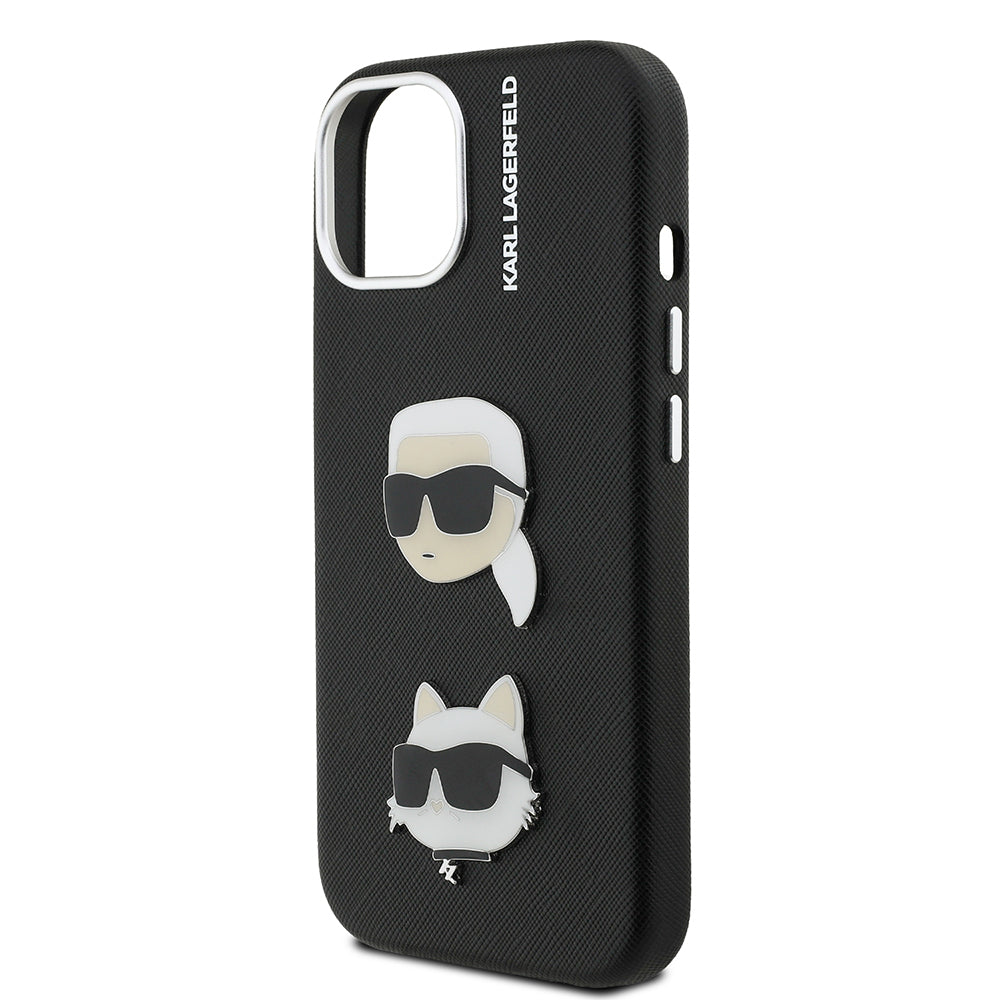 Apple iPhone 14 Case Karl Lagerfeld Original Licensed K&C Heads Pin Cover Black