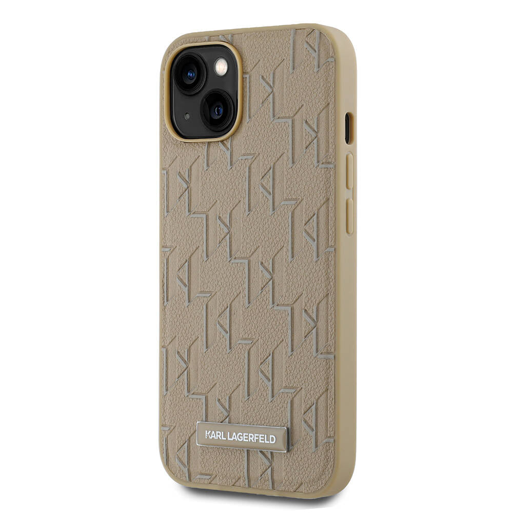 Apple iPhone 14 Case Karl Lagerfeld Original Licensed M-Safe Charging Feature KL Printed Hot Stamp Cover Black