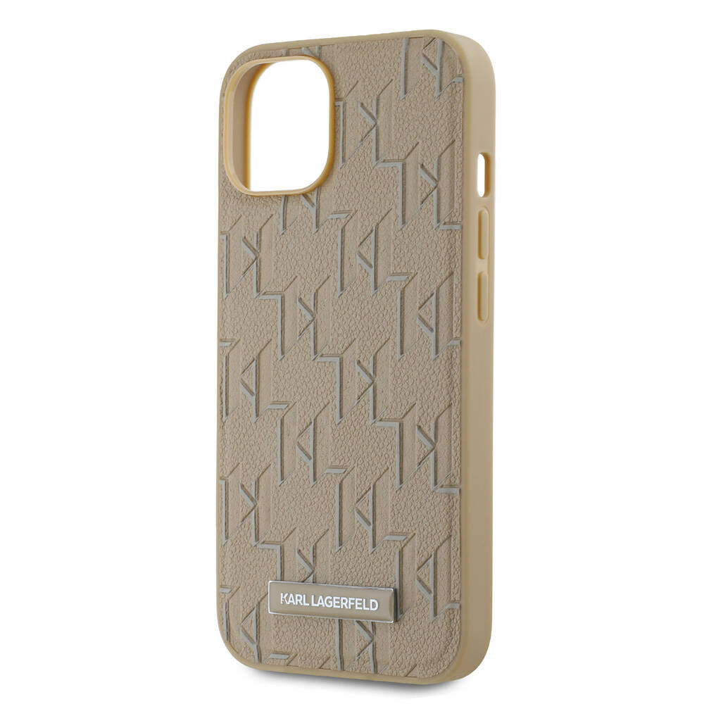Apple iPhone 14 Case Karl Lagerfeld Original Licensed M-Safe Charging Feature KL Printed Hot Stamp Cover Black