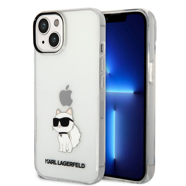 Apple iPhone 14 Case Karl Lagerfeld Transparent Choupette Design Cover Colorless