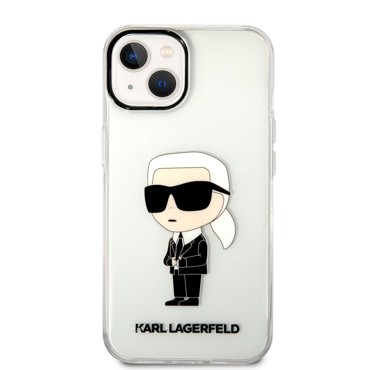 Apple iPhone 14 Case Karl Lagerfeld Transparent Iconic Karl Design Cover Colorless