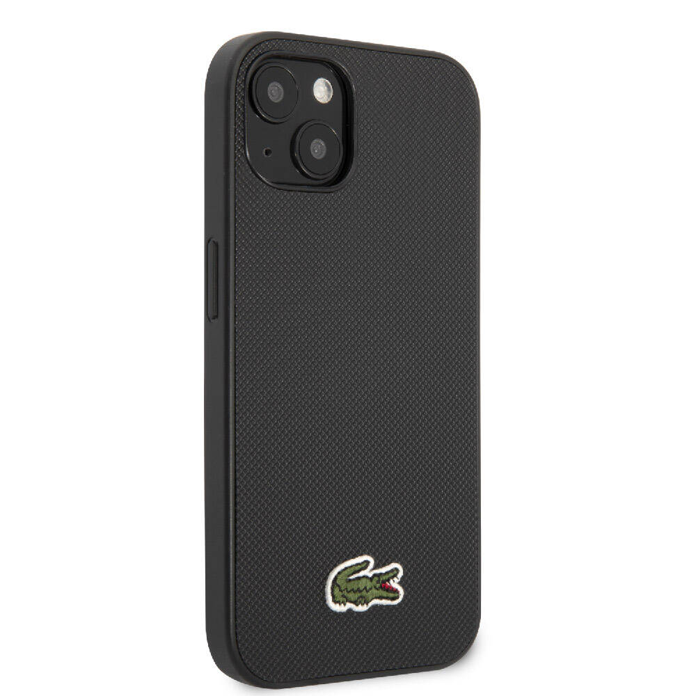 Apple iPhone 14 Kılıf Lacoste Orjinal Lisanslı PU Pike Desenli Arka Yüzey İkonik Timsah Dokuma Logolu Kapak Siyah