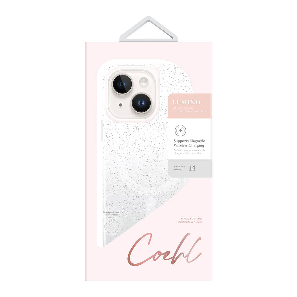 Apple iPhone 14 Case M-safe Charging Feature Glitter Back Surface Coehl Lumino Cover Silver
