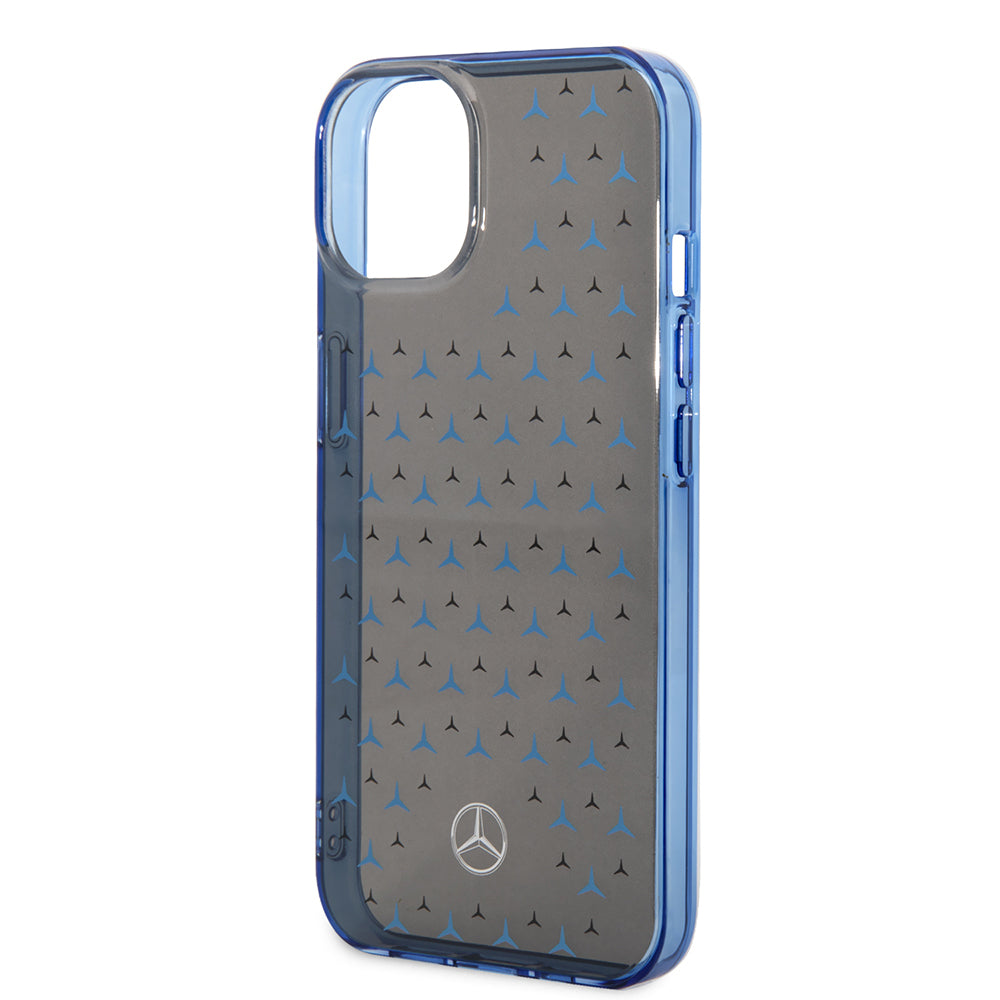 Apple iPhone 14 Case Mercedes Benz Double Layer Star Pattern Design Cover Black-Silver