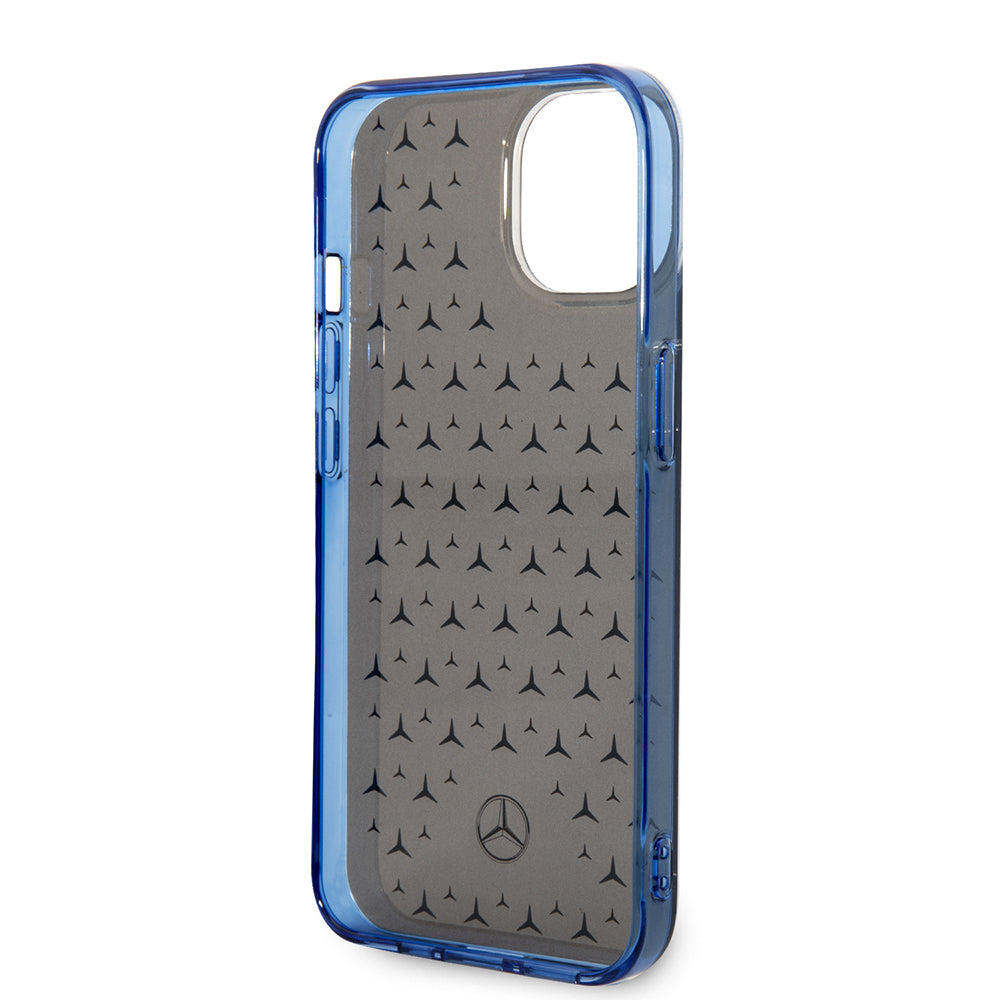 Apple iPhone 14 Case Mercedes Benz Double Layer Star Pattern Design Cover Black-Silver