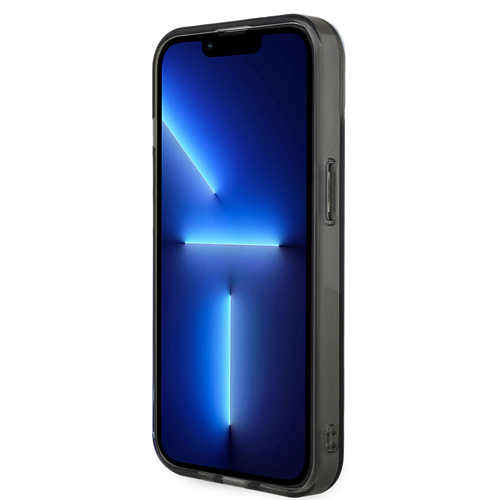 Apple iPhone 14 Kılıf Mercedes Benz Çift Katmanlı Yıldız Desenli Dizayn Kapak Siyah-Mavi