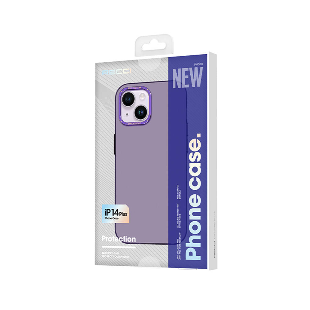 Apple iPhone 14 Case Metal Camera Frame Recci Glaze Series Cover White